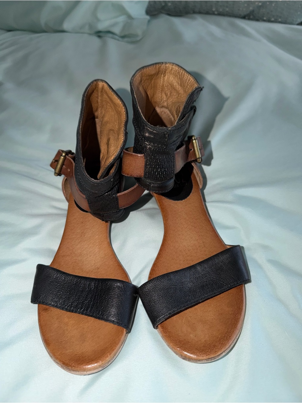 Miz Mooz Cali Womens Brown Leather Heeled Sandals